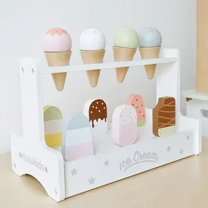 עץ סימולציה גלידת צעצוע שילוב סט ילדי בית משחק מקל גלידת קונוס צעצוע