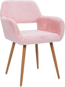 ADXIN <span class=keywords><strong>Fauteuil</strong></span> d'appoint moderne de luxe confortable avec fausse <span class=keywords><strong>fourrure</strong></span> et pieds en métal imitation bois pour salon, salle à manger, coiffeuse, bureau - Product Image 1