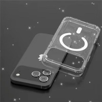 Coque de téléphone magnétique pour iPhone 17 Pro Max Air transparente à paillettes, antichoc, protection contre les chutes, coins renforcés