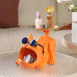 Artesanía de resina puerta de entrada Zapatero inauguración de la casa decoración de sala de estar y dormitorio adornos <span class=keywords><strong>Bulldog</strong></span> francés caja de almacenamiento de llaves - Product Image 2