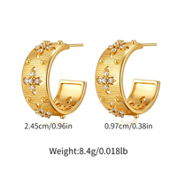 Boucles d'oreilles créoles texturées faites à la main en Italie, plaqué or véritable 18 carats, alliage de cuivre, zircon, style palais vintage, luxe, cadeau pour femme