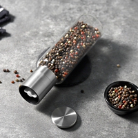 Moulin à sel et à poivre personnalisé avec logo OEM, vente en gros, 270 ml, en verre borosilicate avec cœur en céramique, marque privée, cuisine