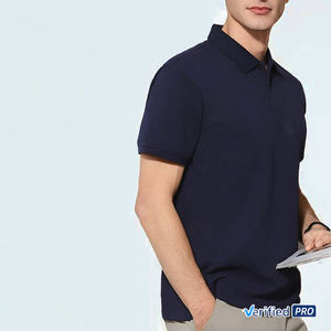 Chemise pour homme à manches courtes en tissu tricoté, coupe ajustée, décontractée, boutonnée, unie, anti-froissement, polyester/coton 220 g/m², haute qualité, vente chaude - Product Image 3