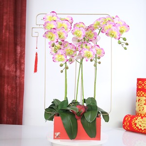Chinese Style Metal Flower <b>Box</b> <b>Red</b> Gold Frame Decorative Gift Basket For New Year Festival Home Decoration - Product Image 2