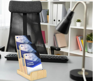 Haute qualité 2 pièces 3 niveaux pin bois <span class=keywords><strong>littérature</strong></span> titulaire bureau présentoir livre affichage pour Magazine brochure - Product Image 6