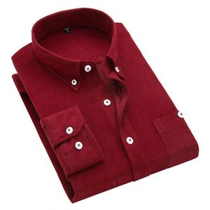 Camisa de Negocios Formal Diaria de Manga Larga con Solapa de Pana y Botones, Ajuste Delgado, Color Liso, para Hombre, Barata, Estilo Polo Oversize - Product Image 3