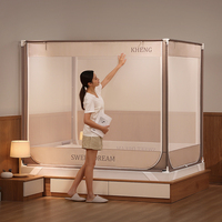 Moustiquaire anti-chute de porte à ouverture en T avancée de haute qualité et auvent de lit pour chambre à coucher