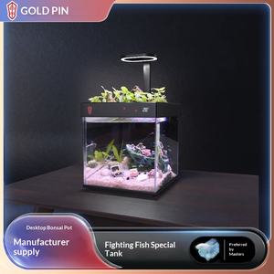 Aquarium cylindrique de bureau pour poissons rouges, écologique, pour betta, idéal pour la maison et le salon, hydroponique, sans changement d'eau, aquarium paresseux - Product Image 2