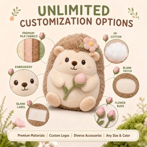 Peluche hérisson personnalisée OEM ODM First Bloom, porte-clés, mascotte, cadeau promotionnel du Nouvel An, avec logo, CPC, cadeau de saison des fêtes, jouet en peluche - Product Image 4