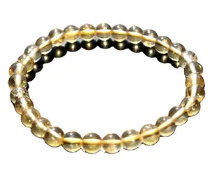 Pierres précieuses naturelles brésiliennes de haute qualité Citrine 6 mm perles rondes unisexe Bracelet extensible OEM livraison directe