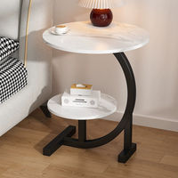 Venta al por mayor minimalista mesa de centro moderna mesita de noche con marco de metal en forma de C mesa auxiliar para sala de estar dormitorio Hotel