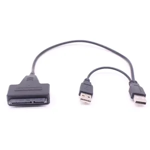 בסיטונאות מתאם usb כבל sata-סיטונאי USB 2.0 כדי SATA 7 + 15 פין 22 פין כפול USB 2.0 כדי SATA מתאם כבל SATA כדי USB עבור 2.5 "אינץ דיסק קשיח כונן HDD