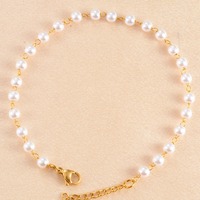 Bracelet ovale en acier inoxydable plaqué or, perles faites à la main, chaîne de perles, étanche, pour femmes, bijoux à la mode