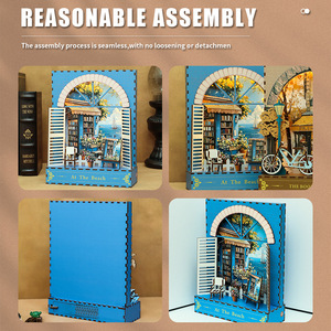 OCHOICE Kit de livraison directe DIY Book Nook sur le thème de la plage, librairie miniature en bois avec lumière LED, kit de décoration d'étagère 3D - Product Image 5
