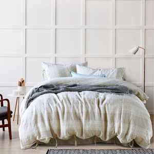 French 100% Pure Linen <b>Bedding</b> <b>Set</b> Flax Linen Duvet Cover Bedsheet Luxury Solid Color <b>Stripe</b> Wholesale Customization - Product Image 2