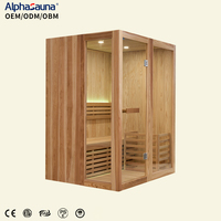 Salle de sauna hammam intérieure pour deux personnes avec luminothérapie rouge, sauna traditionnel intérieur en cèdre 6KW pour salle de sport