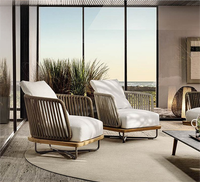 Ruiming meubles en teck simple canapé chaise en forme de L tissé ensemble de jardin avec table centrale pour cour extérieure patio hôtels parcs