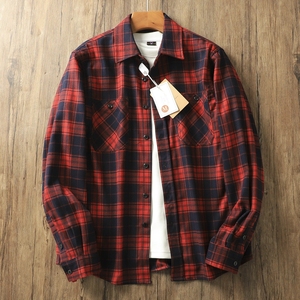 Chemise à manches longues pour homme en fibre de vinaigre, style rétro américain à carreaux, tendance urbaine, jeune, élégante, polyvalente, respirante et infroissable - Product Image 3