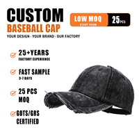 Gorra de Béisbol Vintage de Mezclilla Lavada y Desgastada con Logotipo Personalizado, Borde Deshilachado, Corona Suave, Transpirable y Ajustable