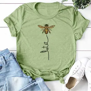 Vrouwen Bee Soort T-shirt Esthetiek Grafische Korte Mouw Katoen Polyester T-shirts Vrouwelijke Camisetas Verano Mujer 2019
