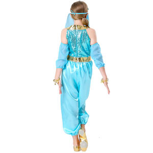 Película Aladino <span class=keywords><strong>y</strong></span> la lámpara mágica <span class=keywords><strong>Jasmine</strong></span> Cosplay <span class=keywords><strong>disfraz</strong></span> vestido azul Halloween princesa árabe - Product Image 5