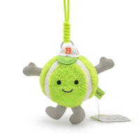 Porte-clés en peluche Balle de tennis Visage souriant Breloque de sac Mignon Kawaii Doux et câlin Vente en gros Personnalisé OEM ODM