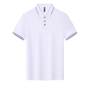 Customized Workwear Polo Shirt White Short Sleeve Solid Color Polyester Corporate Uniform Daily Wear - Product Image 1