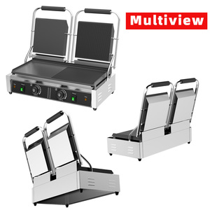 商用二合一双锅不粘电接触式烤炉方形下烤盘 3600W 适用于帕尼尼三明治牛排压锅 - Product Image 3