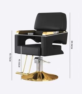 Chaise de barbier hydraulique en acier inoxydable doré pour salon de coiffure, mobilier de salon pas cher, chaises de salon de beauté pour les personnes - Product Image 3