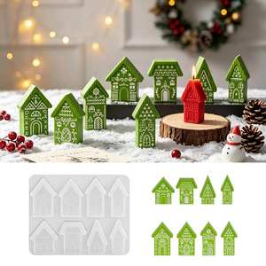 <span class=keywords><strong>Moule</strong></span> en silicone 8 cavités en forme de maison de Noël pour résine, plâtre, gypse, porte-bougie, décoration suspendue, <span class=keywords><strong>moule</strong></span> de moulage DIY - Product Image 1