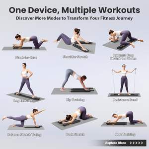 Tablero de reformador de Pilates portátil RS para el hogar, tablero de entrenamiento de cuerpo completo ABS, temporizador <span class=keywords><strong>LED</strong></span> de doble uso, tablero de Pilates dividido con contador - Product Image 2