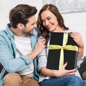 Cardboard Rectangular Gift Box Magnetic Closure Lid Black-Gold for Wedding <strong>Groomsmen</strong> Bridesmaid <strong>Proposal</strong> - Product Image 6