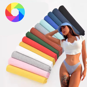 95% Cotton 5% Spandex Màu Đen 190gsm Cao Căng Đàn Hồi Vải Hai Mặt Dệt Kim Chất Liệu Cho Quần Áo Cho Phụ Nữ Của Đồ Lót - Product Image 1