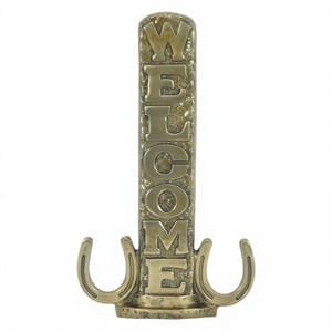 Solid Aluminum Wall <b>Plaque</b> Golden Brass Coated Hand Carved Welcome Design <b>Metal</b> Wall Plauque European Accessories - Product Image 1