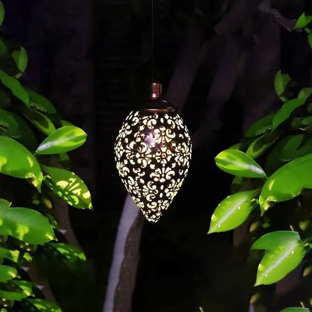 Vintage Industrial Style Wrought Iron Wire Lantern Lights Outdoor Solar LED Garden Decoration Lights