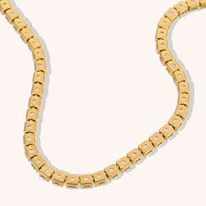 Elegante Collar de Cadena de Acero Inoxidable Coreano, Collar de Tenis de Oro Sólido de 14K con Diamantes de Laboratorio para Mujeres, Hombres y Niñas - Product Image 3