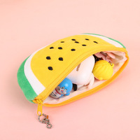 Groothandel Schattige Watermeloen Fruit Creditcard Portemonnee Creatieve Pluche Muntportemonnee Kinderen Mini Oordopjes Portemonnee Kleine Sleutelhanger Lippenstift Portemonnee