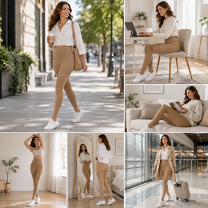 <span class=keywords><strong>Calze</strong></span> a Compressione Graduata al Ginocchio Sottili Comode Unisex con Punta Aperta Beige Taglia Media - Product Image 2