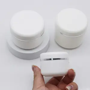 Frasco vacío blanco para crema cosmética, contenedor con línea de plata, 10ml, 20ml, 30ml, 50ml, 100ml, 150ml, 250ml