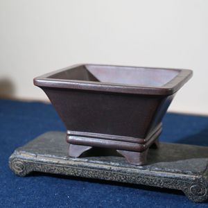 Maceta Cuadrada de Zisha para Bonsái, Forma Cónica, Hecha a Mano, Estilo Chino, Macetero de Escritorio - Product Image 2