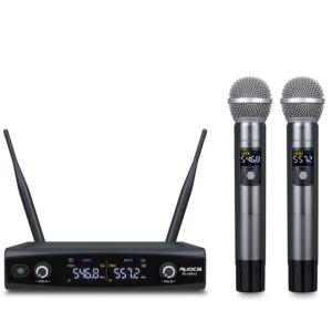 Ensemble de <span class=keywords><strong>micro</strong></span> Vocal sans fil professionnel, Microphone portable sans fil Uhf à 2 canaux - Product Image 1