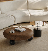 Ensemble de tables basses rondes avec tiroir de rangement, table d'appoint en verre, base en acier inoxydable, mobilier pour petits espaces, usine OEM