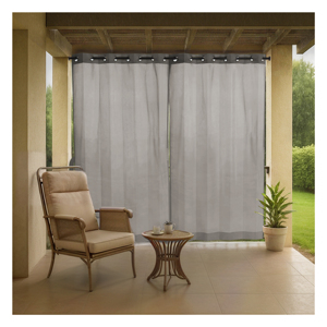 2in1 Waterproof Outdoor Curtain 260 GSM Pebble Grey with Modern Neutral Styling for Elegant Patio <b>Privacy</b> UV Protection - Product Image 1