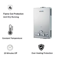 Pemanas Air Gas Tanpa Tangki Instan untuk Berkemah dan Rumah Tangga, Kapasitas 6L hingga 8L, 12L, 14L, 16L, 20L, Bahan Baja Putih Anti Karat