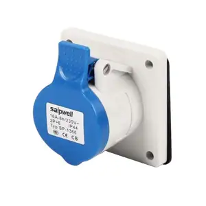 Saipwell IP44 Waterproof Industrial Female Socket 3P 63A Panel Mounted Straight Socket With CE Industrial Receptacle