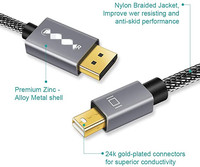 Cable Mini Thunderbolt Macho a Macho de Alta Calidad, Chapado en Oro, PVC, 2M, Resolución 4K para Monitor y Reproductor de DVD