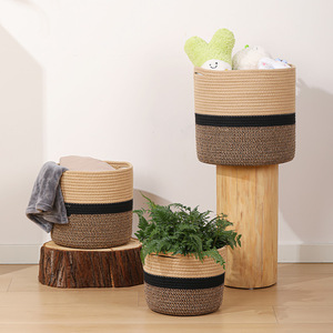 Giỏ đựng đồ bẩn bằng dây thừng cotton, kiểu dáng thời trang, đơn giản và rộng rãi, nhiều màu sắc, kích thước tùy chọn - Product Image 1