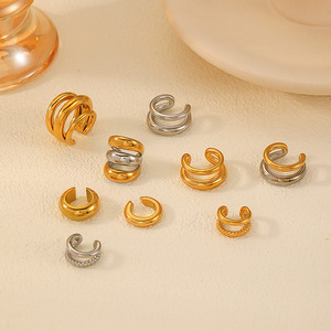Pendientes de Oreja Geométricos en Forma de U, de Acero Inoxidable Dorado y Plateado, Sin Perforación, Joyería de Moda Unisex - Product Image 4