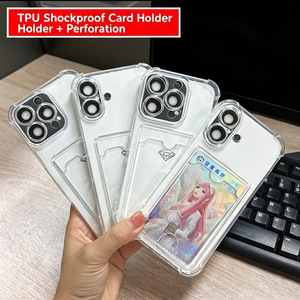 เคสโทรศัพท์ใสแบบมีช่องใส่บัตร ป้องกันรอบด้าน สำหรับ iPhone 17 16 15 14 13 12 Pro Max XS XR Mini รับทำโลโก้ตามสั่ง ขายส่ง - Product Image 2