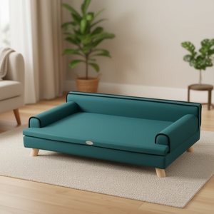 Cama para Perros Color Verde Azulado con Cubierta Lavable, Patas de Madera, Diseño Moderno para Perros, Cama para Mascotas para Sala de Estar, Modelo D0100X3HWP6 - Product Image 2